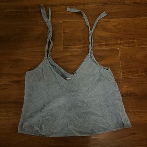 zara denim tank top with ties size small